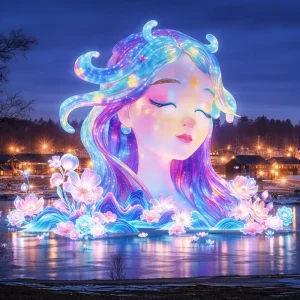 Sleeping Girl Light Installation Night Scene Decor for Food Streets Creative Parks Coastal Walkways