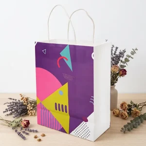 Small Batch ODM Holiday Gift Pack Detachable Silk Bow Gloss Waterproof Paper Marble Foil Print Shopping Bag