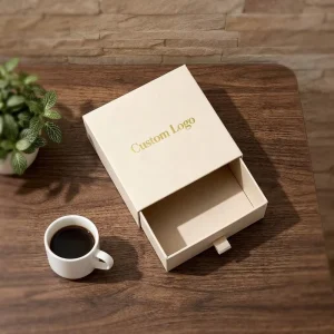 Small Business Personalized Cream Ivory Slide Out Cardboard Ribbon Handle Garment Gift Box