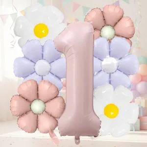 Small Daisy White Flower shaped Aluminum Foil Balloon Valentine’s Day Party Wedding Decoration Balloon