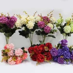 Small Flower Artificial Cloth & Plastic Flowers Decorative Home Wedding New Year Small Daisy Hydrangea 35cm