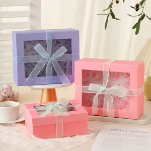 Small Fresh Coated Paper Stamping Recyclable Folder Style Gift Box for Holiday Birthday Cosmetic Packaging