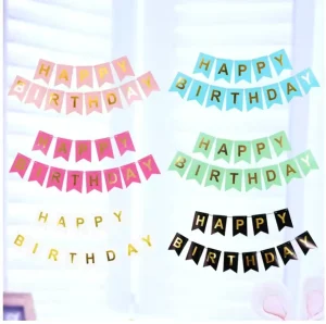 Small Size 11.5×16.5cm Happy Birthday Paper Banner Bunting Flags for Birthday Party Decoration Balloon Banners