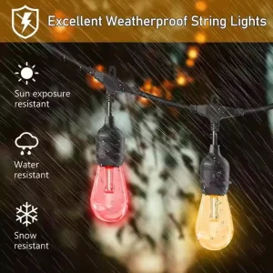 Smart APP Controlled RGB LED String Lights IP65 Waterproof Outdoor Patio Garden Room Party Decorative Festoon Lighting
