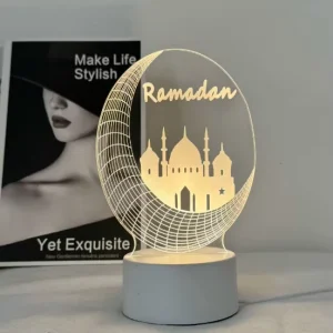 Smart Home Islam Eid Mubarak Muslim Ramadan Festival Decorative Religious Themed 3D Illusion Night Light Plug In Warm White