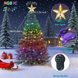 Smart Plastic Christmas Tree Light 400 LED APP Remote Control Outdoor Use DIY Text Pattern Music Sync Dimmable 6V