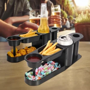 Snack and Beer Holder Combo 2 in 1 Picnic Party Tableware Portable Drink & Snack Tray for Outdoor Barbecue Tailgate Festivals