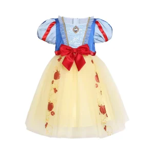 Snow White Christmas Princess Dress Breathable Base Puff Sleeve Velvet Top Tulle Skirt Fancy Outfit Big