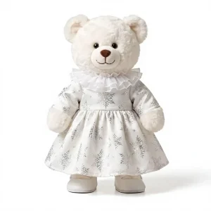 Snowflake Print Plush Teddy Bear Dress Costume Stuffed Animal Doll for Holiday Gift