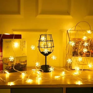 Snowflakes Ramadan Lights Outdoor Christmas String Light Battery Operated Fairy Lights Decoration Lights for Events