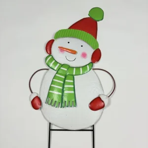 Snowman Metal Garden Ornament Indoor Outdoor Stake Decorations Lawn Patio Decor for Spring Easter Ornaments Standing Decorations