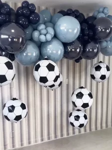 Soccer Balloon Garland Kit Navy Dusty Blue Latex with Football Foil Balloons Boys Sports Birthday Party Decor Globos