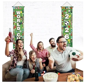 Soccer Hanging Banner for Party Decor World Soccer Themed Hanging Couplet for Soccer Party Sports Events Bar Street Home