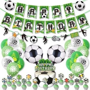 Soccer Theme Party Decoration Soccer Flag Cake Insert Balloon Boy Birthday Decoration Supplies
