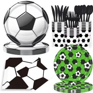 Soccer Themed Tableware Set Football Fan Zone Disposable Paper Cup Paper Plates Birthday Party Decorations