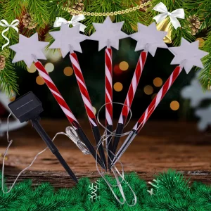 Solar Candy Cane LED Ground Stake Lights Multicolor Christmas Outdoor Yard Decoration