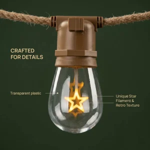 Solar Christmas LED Twine Connectable String Lights With Custom Patterned Light Bulbs Length 8 Meters