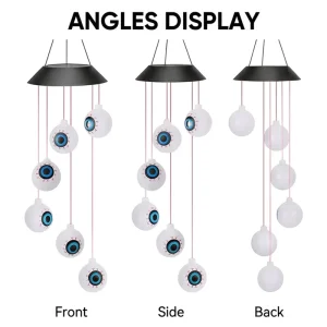 Solar Halloween Indoor Decorative LED Wind Chime Light Custom Eyeball Festival Outdoor Night IP44 Waterproof Warm White