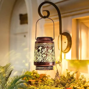 Solar Hummingbird Lanterns Outdoor Hanging Decor Lantern Waterproof Hollow Out Metal Decorative Garden Light