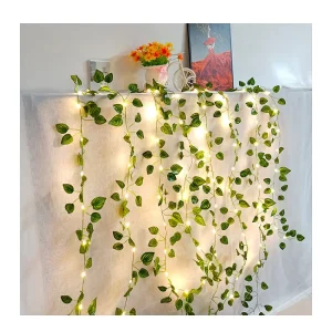 Solar LED Maple Leaf Warm White Rattan Copper Wire Lights IP44 Holiday Decoration Christmas Lights