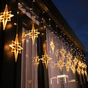 Solar LED String Lights Waterproof Christmas Garden Decoration Colorful Flashing Star Curtain For Outdoor Indoor Use