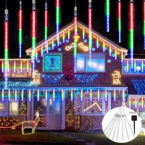 Solar Meteor Shower Lights Outdoor Waterproof Led String Lights for Christmas Holiday Party Garden Tree Decorative Lighting