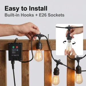 Solar Powered Hanging Edison A60 S14 E27 Backyard Patio Cafe Garden Gazebo LED Outdoor Festoon String Lights