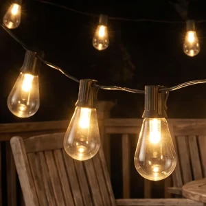 Solar Powered Plastic LED Bulb for Outdoor Indoor Holiday Decor IP44 Waterproof Steady On Twinkle Style 15.75ft Length