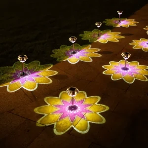 Solar Projection Outdoor Waterproof Lawn Pathway Garden Decoration Landscape LED Lights Flower Lamps
