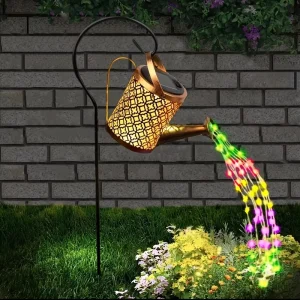 Solar Watering Can Fairy Waterfall Light Outdoor Garden Ornament for Holiday Celebration Indoor Living Space Decoration