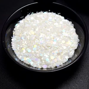 Solvent Resistant Polyester Christmas Macaroon Opal White Chunky Glitter Bulk for Snowglobe Nails Cosmetics Crafts