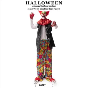 Sound Activated Figurine Glowing Joker Halloween Electric Induction Standing Ghost Large Clown Horror Atmosphere Ornament Prop