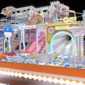 Space Carnival Indoor Soft Playground TUV EN1176 LLDPE Naughty Castle with Tube Slide & Ocean Ball Pit for Mall FEC