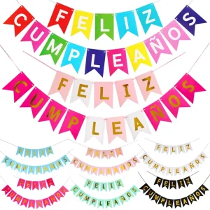 Spanish Birthday Banners Goldfish Tail Streamer Garland Party Flags Balloon Background Decorations Supplies