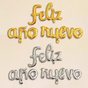 Spanish Happy New Year Balloons Merry Christmas Decorations Gold Silver Aluminum Foil Arrangements