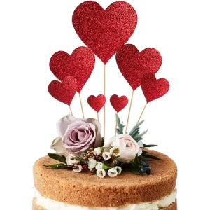 Sparkling Red Love Valentine’s Day Cake Decoration Accessories Plugin Valentine’s Day Cake Decoration