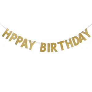 Sparkly Gold Glitter Happy Birthday Banner Birthday Party Decorations Gold Happy Birthday Sign Gold Party Supply