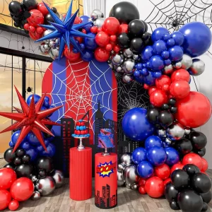 Spider Red Blue Black Superhero Balloon Garland Set for Boys Birthday Party Decoration Supply Manthemed Balloons