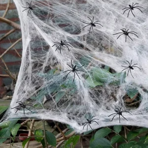 Spider Webs Halloween Decor 300Sqft Spider Webs With 30 Fake Spiders Stretchable DIY Cobwebs for Indoor Outdoor Scary Atmosphere