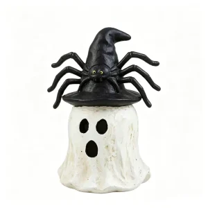 Spooky Ghost Sculptures With a Hat or Spider Resin Halloween Ghost Ornaments Offices Home Table Decor