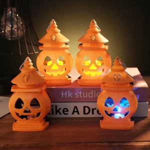 Spooky Halloween Pumpkin Jack O Lantern LED Lantern with Hanging Hook for Party Home Decor