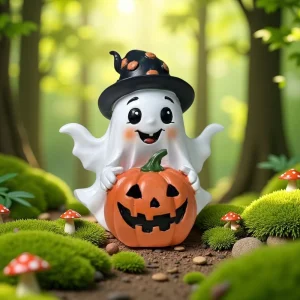 Spooky Pumpkin Halloween Resin Ghost Pumpkin Craft Creative Indoor Outdoor Desktop Decoration Ornament