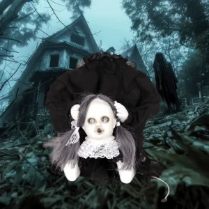 Spooky Tabletop Animated Halloween Girl Animatronics for Haunted House Decor Scary Halloween Parties and Indoor Displays