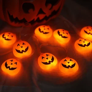 Spot Halloween Pumpkin LED Light String 1.5m 10 Lamp Battery Powered Ghost Festival Scene Atmosphere Decorative Lantern