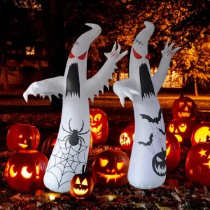 Spot Stock Outdoor Halloween Spooky Inflatable Yard Blow Ups Ghost Inflatable with 7 Colors Led Lights Halloween Outdoor Party