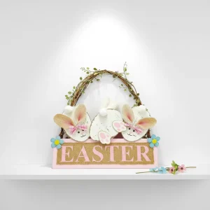 Spring Easter Wooden Ornament Feature Vines and Green Plants Presenting a Colorful Vibrant Easter Decoration