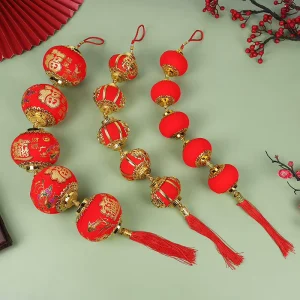 Spring Festival Decorations New Year’s Lantern Wedding Festive Living Room Pendant Red Chinese Flocking Lantern