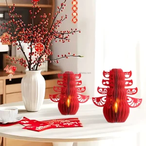 Spring Festival Paper Eco-Friendly Honeycomb Decorations with Magnets Chinese Style Decorations