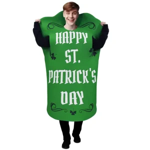 St Patrick’s Day Echo Costume Dress Printed Green Hat Stage Performance Unisex Adults