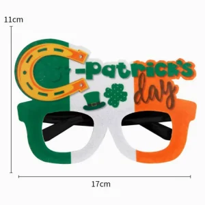 St Patricks Day Tricolor Splice Style Carnival Vibe Supplies Funny Cartoon Eyeglasses Irish Themed Party Glasses